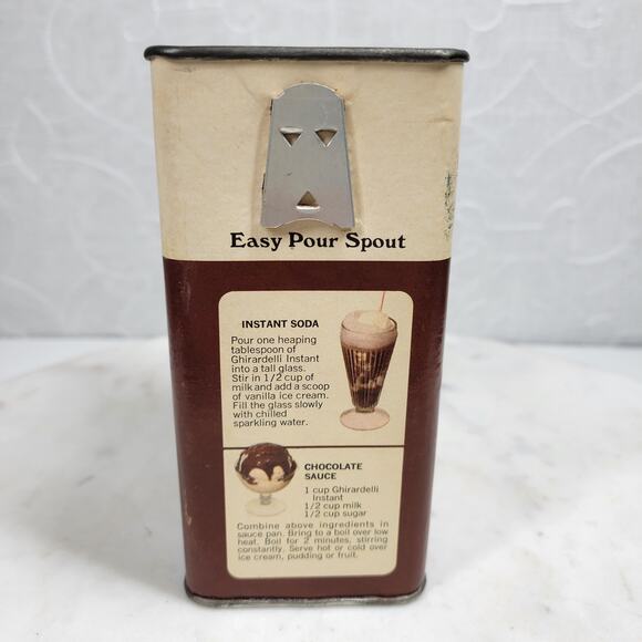 Ghirardelli Instant Chocolate Flavor Tin‎ Drink Powder 1Lb Vtg Easy Pour Spout - Picture 13 of 16